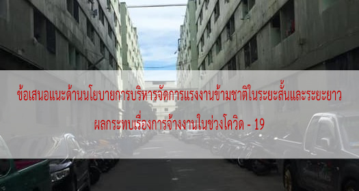 ข้อเสนอแนะด้านนโยบายการบริหารจัดการแรงงานข้ามชาติในระยะสั้นและระยะยาว